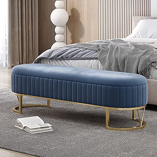 Sitzhocker Sitzbank mit Stauraum,Samt Sitzhocker mit Stauraum Bettbank mit Stauraum,Bequeme gepolsterte Sitzbank Eingangsbank Wohnzimmer Schlafzimmer Bank(100cm(39in), Blue)