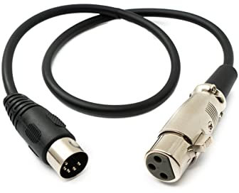 System-S Câble audio 50 cm XLR 3 broches femelle vers DIN 5 broches mâle adaptateur noir