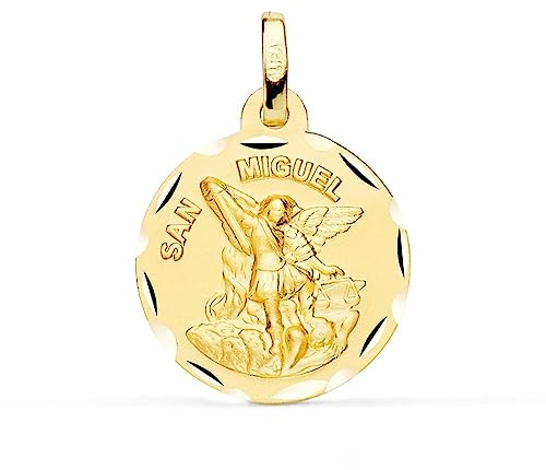 Inmaculada Romero IR San Miguel Arcángel Gold 18K Medaille 18mm. Grenze geschnitzte Details
