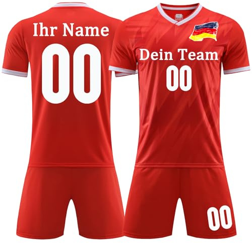 OPUTWDF Fussball Trikot Kinder Jungen Set Personalisiert Fußball Trikot mit Eigenem Namen für Erwachsene und Kinder Football Fussballtrikot