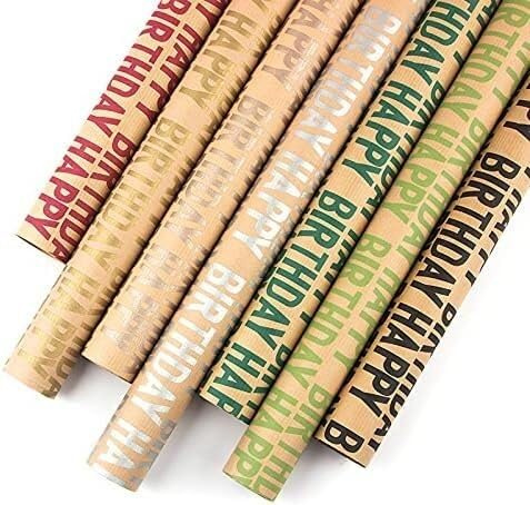Geburtstags-Geschenkpapier, Geschenkpapier, 7 Stück, bunte Weihnachts-Geburtstags-Geschenkpapierrolle, Geschenkpapier, Bastelpapier, Dekor, Geschenke