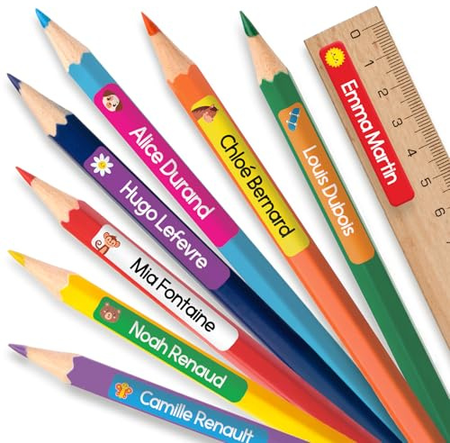 Personalisierte Namensaufkleber für Kinder - Schule (75 Stk, Pink) | Spülmaschinenfest, Aufkleber für Stifte & Schulsachen, Klebeetiketten zum Beschriften, Selbstklebende Namensetiketten