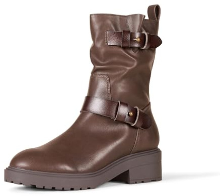 Amazon Essentials Stivali Biker a Metà Polpaccio con Gambale Corto Donna, Marrone Scuro, 36 EU