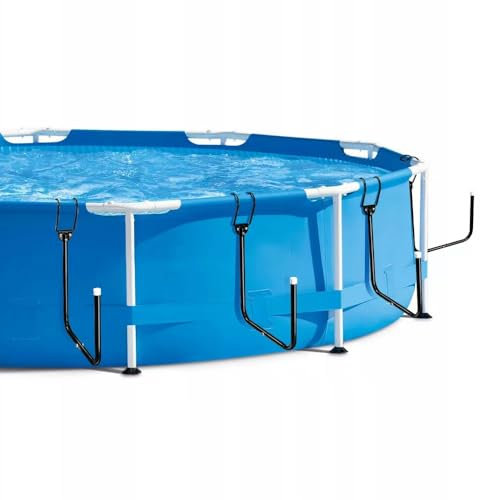 Lot de 4 supports de bâche solaire pour piscine hors sol, crochet réglable conçu pour les piscines à paroi en acier, charge jusqu'à 27,2 kg, facile à utiliser et à ranger (noir, 4 pièces)