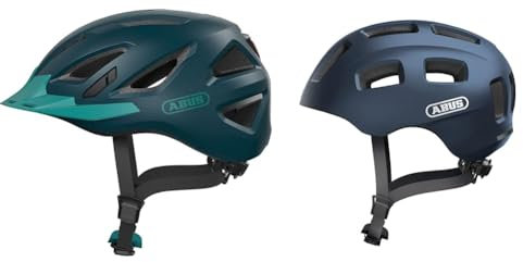 ABUS Stadthelm Urban-I 3.0 - Fahrradhelm & Fahrradhelm Youn-I 2.0 - mit Licht für Kinder, Jugendliche und Junge Erwachsene - für Mädels und Jungs - Blau, Größe M (52-57 cm)