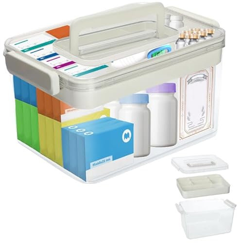 mumisuto Scatola Medicinali, Scatola Porta Medicine Da Casa, Medicinebox, Grande Capacità, Armadietto Medicinali In Plastica Scatola Porta Medicine Da Casa Per Conservazione Medicinali, Bianco