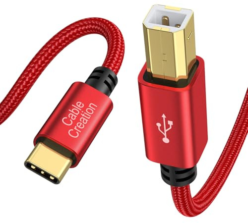 CableCreation USB B zu USB C Druckerkabel 6.6FT, USB C zu B Kabel, Typ C 2.0 B Druckerkabel für MacBook, MIDI Kabel für Yamaha Casio Digital Piano, MIDI Keyboard, DJ Controller, DAC, 2M/60'', rot | Nylon Typ C auf Typ B 2.0 Druckerkabel für MacBook, iPad, Yamaha Piano, MIDI-Tastatur, DJ-Controller, DAC, 2 m / 79 Zoll, Rot