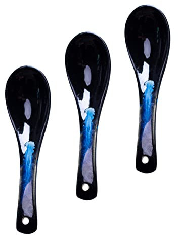 IMIKEYA 3pcs Ceramic Soup Spoons Multipurpose Food Spoons Small for Serving Rice Home Soup