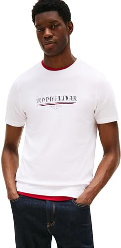Tommy Hilfiger Camiseta de Manga Corta Hombre Brand Love tee de algodón, Blanco (White), L