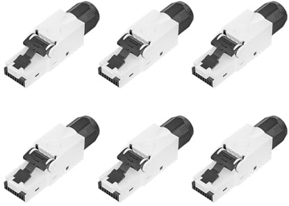 FGB RJ45 Netzwerkstecker Cat6a Stecker Werkzeuglos 10Gbps 6 Stück | CAT 6a/6/5 Lan Stecker Vergoldete Kontakte UTP für Ethernet Verlegekabel