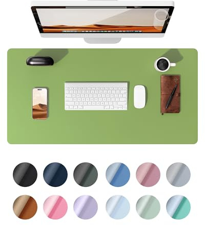 YSAGi Schreibtischunterlage, Großes Leder Mauspad 80x40 cm, Blattgrün | Premium Schreibunterlage, Rutschfeste Tischunterlage, Multifunktionales Mousepad Schreibtisch Zubehör für Büro & Homeoffice
