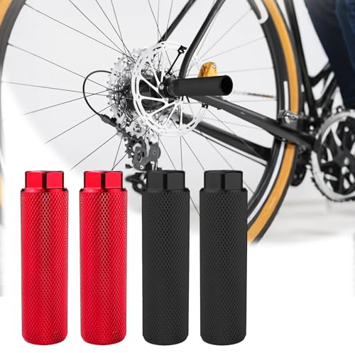 Rutschfeste Fahrrad-Pegs aus Aluminiumlegierung, 4 Stück, für 3/8-Zoll-Achse, Mountainbikes, Fahrradzubehör, geeignet für BMX-Stunt-Pegs (2 rot und 2 schwarz)