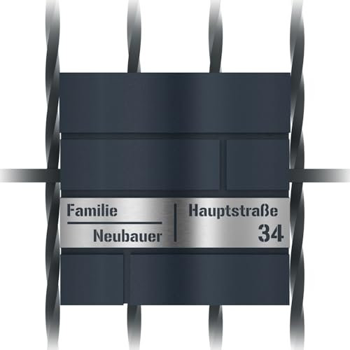 Graviers Design Moderner Zaunbriefkasten mit Zeitungsfach in Anthrazit RAL 7016 - Edelstahl Laserschnitt Gravur Personalisierung - Briefkasten mit Zaunbefestigung mit Schloss Design 2