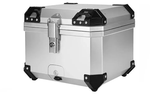 Motorcycle Saddlebags For BMW R1200GS R1250GS R1200GS 1200 GS LC ADV R1200 GS R 1250 GS R 1200 GS 45L Motorcycle Universal Helmet Box Top Storage Tool Box Lock Motorcycle Tail Bag(45L Silver Box)