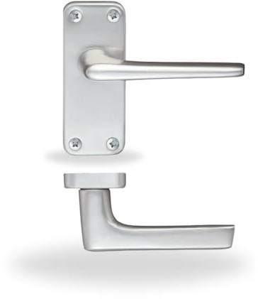 Marco Paul Aluminium Lever Latch Door Handle Set – Straight Lever on Backplate – Brushed Aluminium Finish – Interior Door Handle with Fittings (Short Latch)