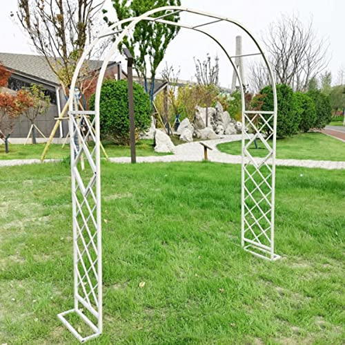 Treillis d'arche de jardin en métal – Tonnelle en acier galvanisé antirouille pour décoration de mariage en plein air – Support de plantes grimpantes avec bases stables – Design en fer forgé