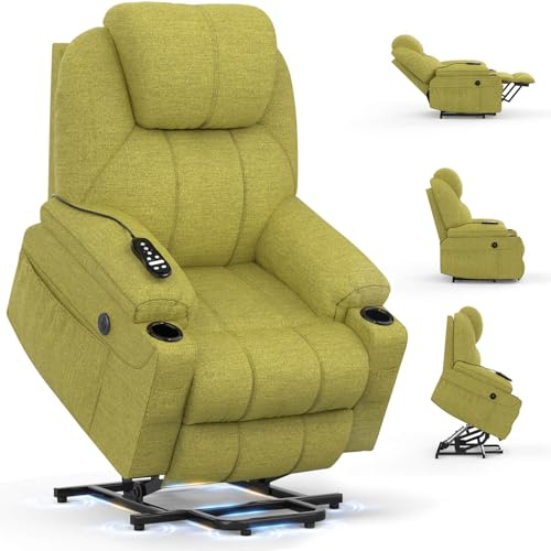 BareTay Recliner Armchair Lift Chair For the Elderly, Power Recliner Chair with Massage & Heat, Extended Footrest, Type C+USB Ports, 2 Cup Holders, Dual Side Pockets Reclining Chairs Lounge Sofa