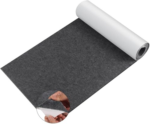 ddckj 12.6x59.1 Inch Dark Gray Felt Roll, 3 mm Thick Self Adhesive Felt, Multipurpose Sticky Back Felt for Jewelry Box Drawer, Cup Mat, Picture Framing, Chair Leg,Sofas,Furniture and Hard Surfaces