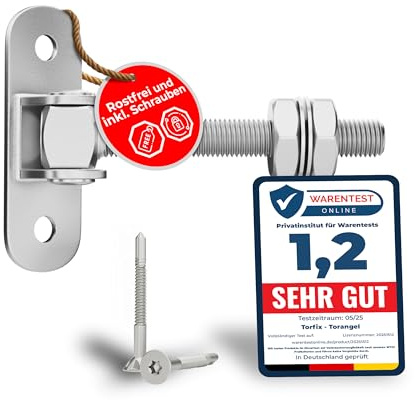 Torfix® Einstellbares Torscharnier M12 (115 mm) Torangel Schwerlast Verzinkt mit Inkl. 2 selbstbohrende Schrauben für Holz & Metall mit Warentest Note 1,2 Für Gartentor Hoftor & Zauntor (1 Stück)