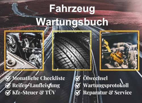 KFZ Serviceheft: Wartungs- und Reparaturprotokoll für Autos, Motorräder und Nutzfahrzeuge | 100 Seiten, Querformat