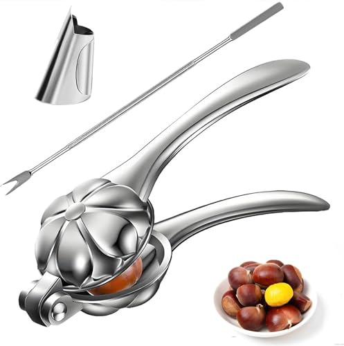 joonnair Cortador de Castañas de Aleación de Aluminio con Dediles de Acero Inoxidable y 1 Alfiler para Cangrejos, Abridor Castañas, Alicates Castañas, Pinza para Castañas, Cascanueces para Nueces