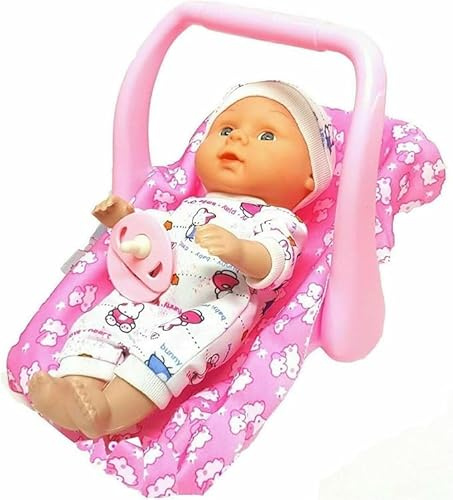 PRICE BEATER Rocking Cradle Car Seat for Dolls, Baby Doll Carrier & Booster with Feeding Seat, Washable Fabric, Pretend Play Toy Accessory for Kids, Toddlers & Girls