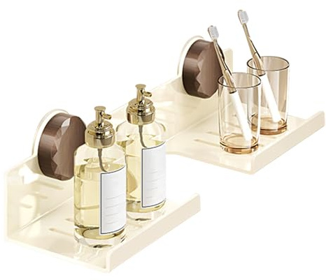 Duvcoywae Étagère pour Évier de Salle de Bain sur Robinet, Étagères Murales pour Salle De Bain, Organisateur À Ventouse Amovible en Acier Carbone Économe en Espace pour Parfum, Toilette Et Linge