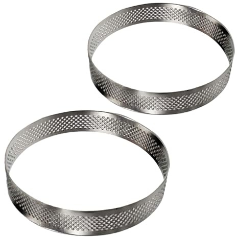 ANDRESLAD Lot de 2 Cercles à Tartelettes Perforés en Acier Inoxydable 18 CM et 20 CM Moules à Mousse Antiadhésifs pour Gâteaux Tartes aux Fruits et Pâtisseries Outils de Pâtisserie