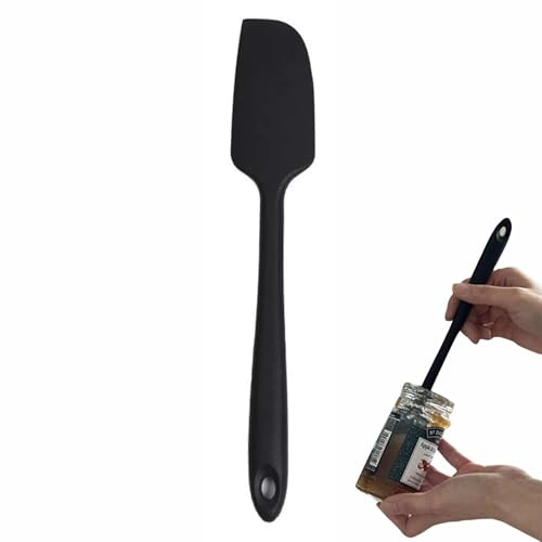 AJKQNMA 22,7cm Kleiner Silikon Spatel Schwarz, 315℃ hitzebeständig nahtlos, lebensmittelecht flexibel für Backen Kochen kleine Gläser Dosen