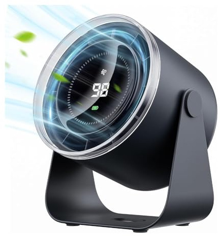 Fegtrtyoa Desk Fan with Battery Operated,Quiet Display Portable Fan for Office,Home,100 Speeds 115° Tilt Table Fan Blue Black