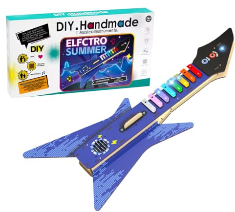 Gitarrenbau-Set, Puzzle-Modell, Musikinstrumente zum Basteln, Elektrogitarren-Set mit allen Komponenten, für und Mädchen, Geburtstagsgeschenk
