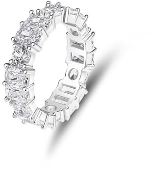 Ayoiow Full Eternity Band Vorsteckring Platin für Damen mit Moissanit, Ringe für Damen Hochzeit, Platin 950 Größe 58 (18.5)