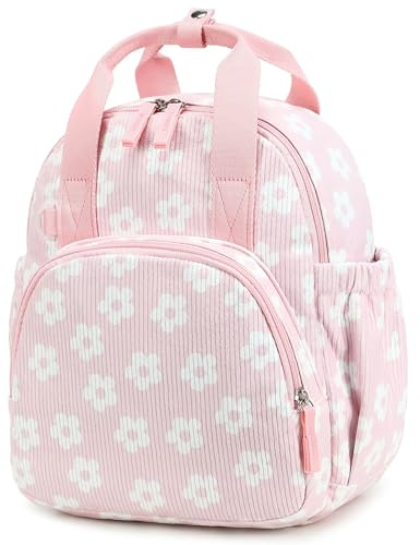 LEDAOU Barnryggsäck, vattentät, för barn 2–4 år, Kita och skola, pojkar och flickor, Små rosa blommor, Für 2–4 Jahre (12″ hoch, kein Platz für A4-Ordner), modern