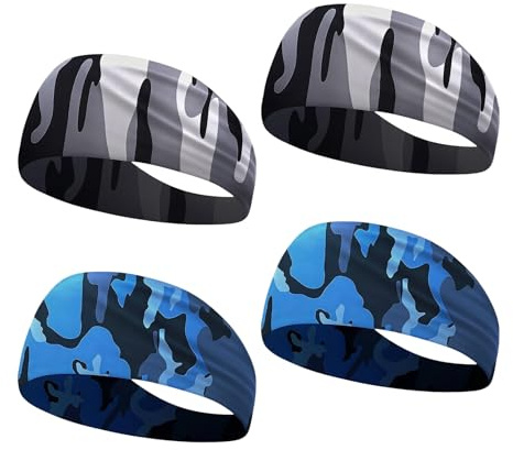 ZEBKEL 4 Pezzi Fasce Sportive, Fascia Antisudore per Uomini & Donne, Fascia Elastica per Corsa, Bici, Fitness