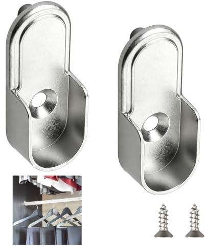 2 Pièces Supports Ovales Pour Tringle À Vêtements, Support Ovale, Support Barre Penderie, 30×15 mm Alliage De Zinc, Comprend 2 Vis, En Alliage De Zinc Pour Tringle À Vêtements, Armoire