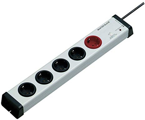 5-fach MASTER-SLAVE Steckdosenleiste 5-er MasterSlave-Schalter | 250 V/AC | max. 3.600 W | 1,5m-Zuleitung | 0211x00052301