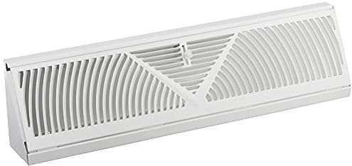 Rocky Mountain Goods 18-Inch Baseboard Register Vent- RoundFlow Design for Maximum Air Flow - Smooth Air Adjust Lever - Heavy Duty Steel - Easy Install