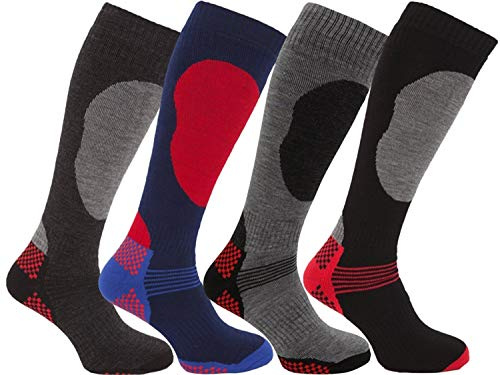 i-Smalls Boy`s 4 Pairs High Performance Ski Socks Long Hose Thermal Socks 12-3