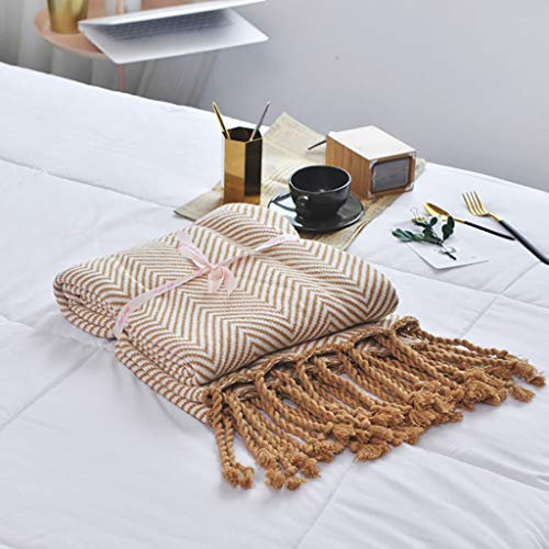 WJ Warme Decke, Zopfmuster, Strickdecke Super Weich Warm, Super Weiche Decke, Werfen, Super Weiche Decke, Braun, Grau, 130 * 160 cm (Farbe : Brown, größe : 130 * 160cm)