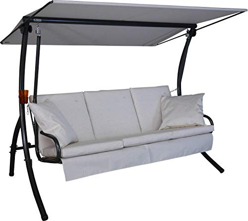 ANGERER Hollywoodschaukel Loft Sun beige | Gartenschaukel Made in Germany, Schaukel zum Sitzen, Liegen und Entspannen, inklusive Bett-Funktion, einfache Montage