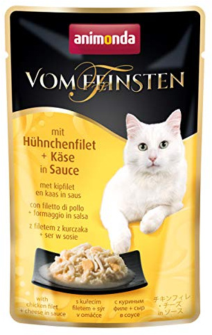 animonda vom Feinsten Katzenfutter nass mit Hühnchenfilet + Käse (18 x 50g), getreidefreies Katzenfutter nass ohne Zucker, mit frischen, fleischigen Zutaten