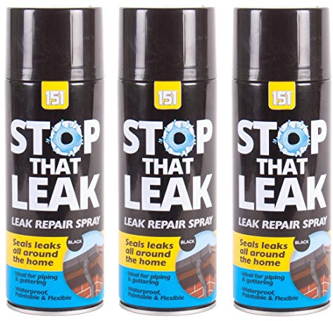 400ml Stop That Leak Repair Black Aerosol Spray Cans - Seals Leaks All Around The Home - Ideal for Piping & Guttering (3)