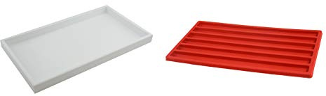 Plateau de présentation empilable en plastique blanc avec insert en velours rouge au choix Tray with 6 Compartment Insert blanc
