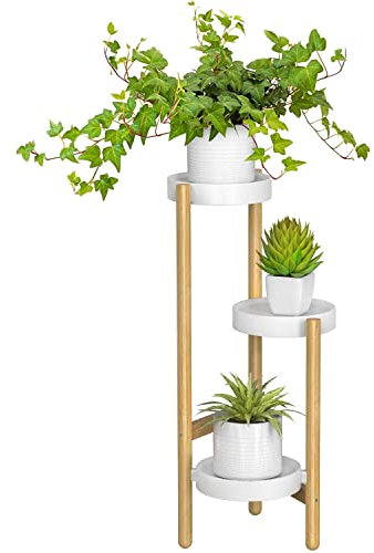 the lux | Bamboo Plant Stand | 3 Tier Tall Flower Pots Holder, Indoor Display Rack for House Plants, Home Décor Corner Shelf for Living Room, Office and Outdoor Garden Patio
