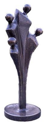 IDYL Bronze-Skulptur Moderne Familie mit 4 Mitgliedern | 33x11x11cm |Figur Menschenmotiv aus Bronze handgefertigt | Gartenskulptur oder Wohnbereich-Dekoration | Hochwertiges Kunsthandwerk | Wetterfest