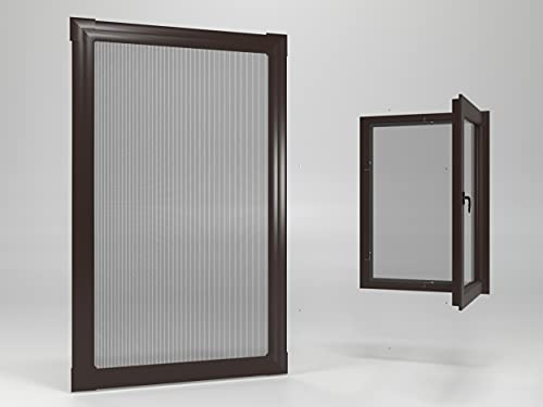 ALOHA Fliegengitter für Fenster Alurahmen, Braun, 60cm x 80cm | Insektenschutz, Spannrahmen, Selbstbausatz, ohne Bohren