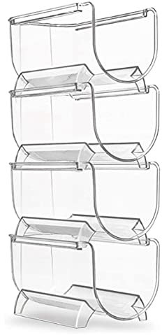 Senmubery 4Pcs Refrigerator Wine Holder,Clear Stackable Plastic Wine Rack Storage Water Bottle Organizer Water Bottle for Fridge