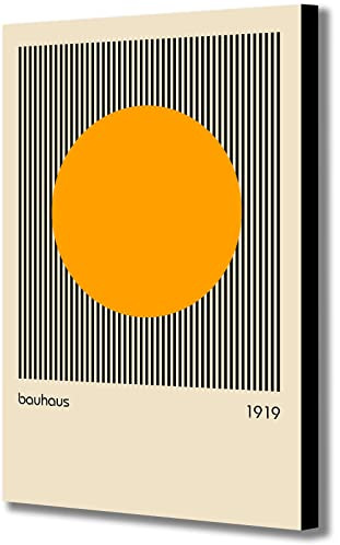 Wandbild auf Leinwand Bauhaus Orange Circle 1919, abstrakt, verpackt, gerahmt, verschiedene Größen (A1 81 cm x 61 cm), Orange Beige Schwarz