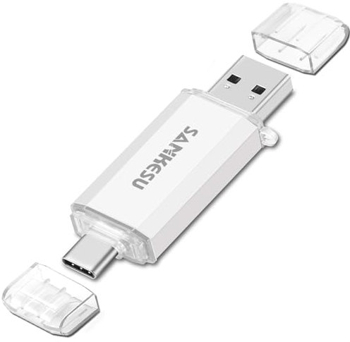 SANKESU Clé USB 3.0 64 Go - Clé USB C - Clé USB A et Type-C OTG - Double mémoire - Pour PC/tablette/ordinateur portable/téléphone portable de type C (argenté)