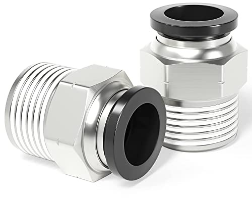 TAILONZ PNEUMATIC Male Straight 1/2 Inch Tube OD x 1/2 Inch NPT Thread Push to Connect Fittings PC-1/2-N4 (Pack of 10)